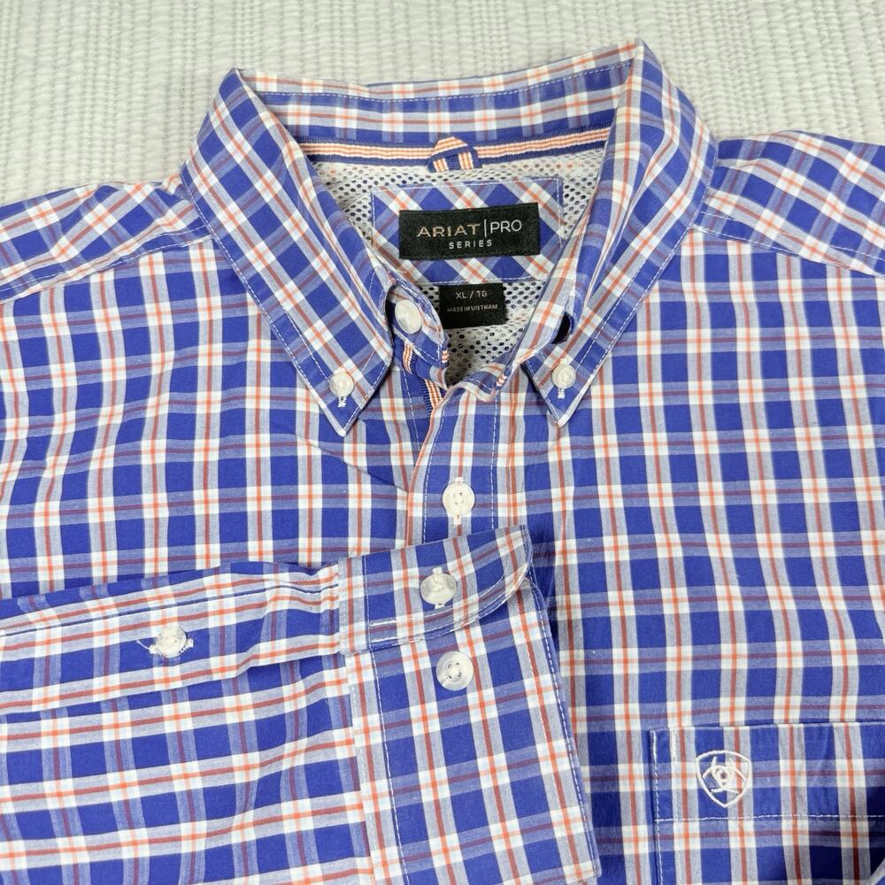 Ariat Pro Series Shirt Mens XL Blue Stripe Western Workwear Modern Cowboy
